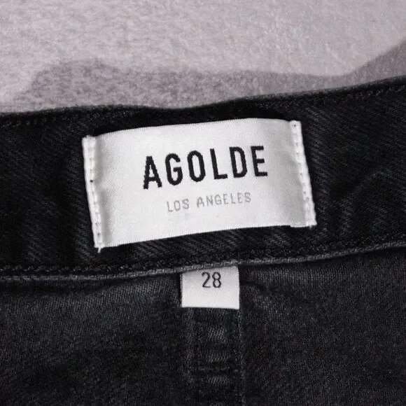 AGOLDE Criss Cross Jeans Black Denim High Rise Straight Button-Fly Women's 28 - Picture 3 of 6